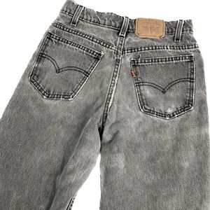 Vintage LEVI’s 550 Orange Tab 80’s Jeans 28x32 | DISTRESSED Faded Black Denim